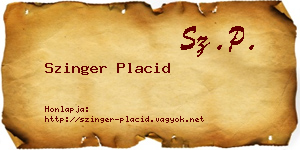 Szinger Placid névjegykártya